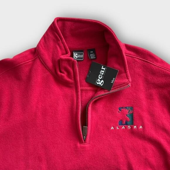Men's Y2K Gear for Sports Alaska Denali Fleece Zip Pullover Red XXL Gorpcore NWT - Picture 2 of 9